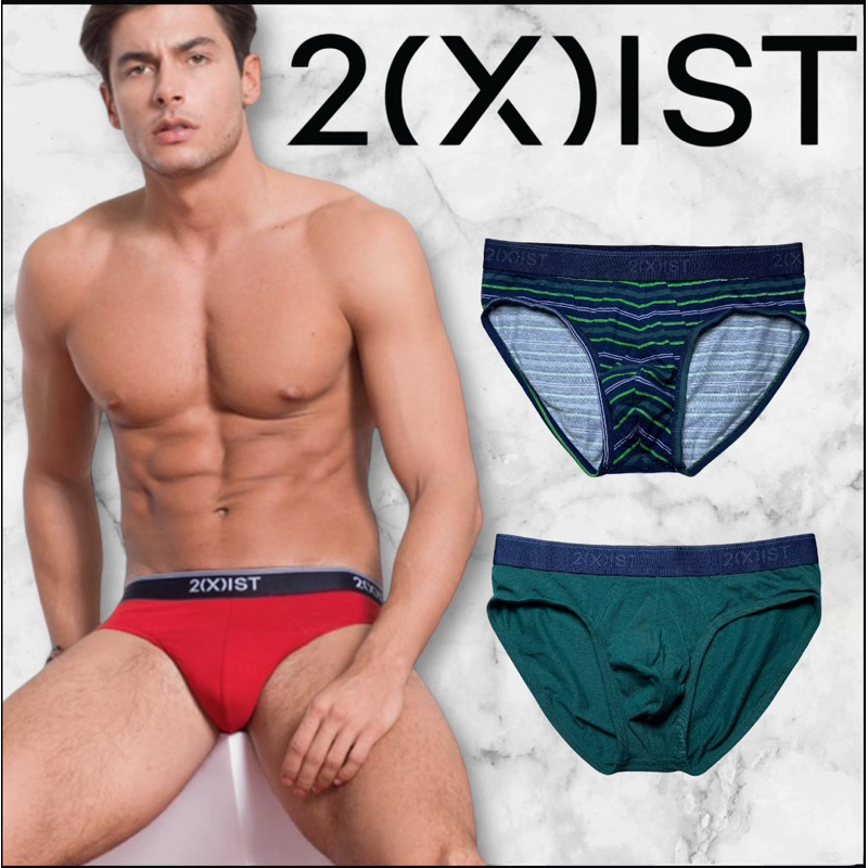 กางเกงในชาย 2xist brief สีแดง เขียว เขียวริ้ว ขอบกรมท่า size M