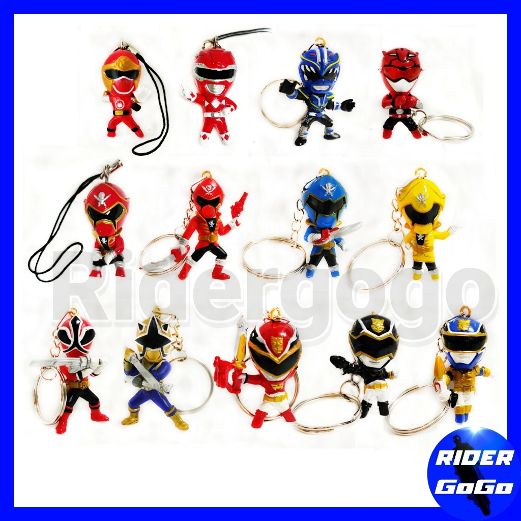 พวงกุญแจ ขบวนการ 5 สี จูเรนเจอร์ เฮอร์ริเคนเจอร์ Zyuranger Hurricaneger Keychain ลิขสิทธิ์ Bandai