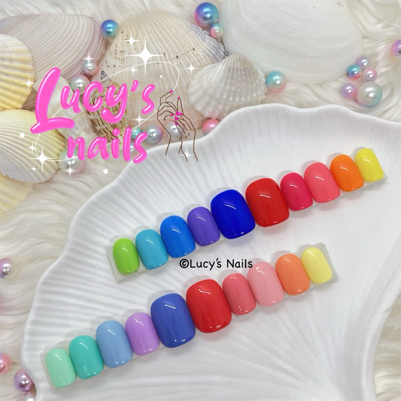 🌈SH182🔥เล็บปลอมเจลแท้พร้อมติด ฟรีกาว+ตะไบ และของแถมสุด cute💖