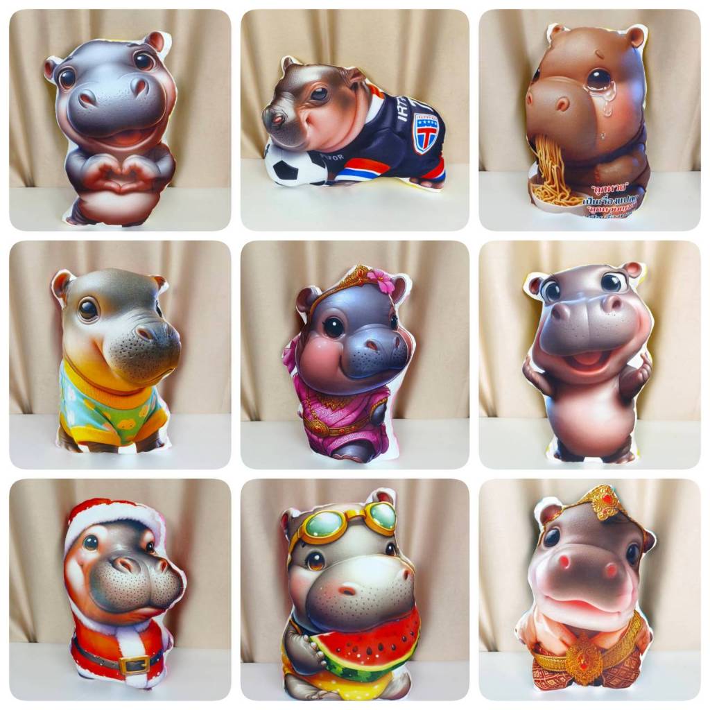 หมอนหมูเด้ง สามารถเลือกลายได้ ลายเยอะมาก น่ารักทุกลาย ขนาด 52 ซม. ฮิปโป ตุ๊กตา น่ารัก งานสวยคัดเกรด