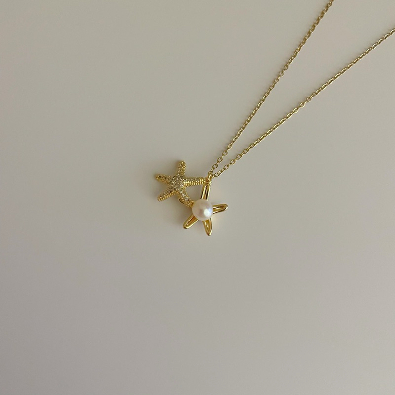 shellandgold - สร้อยและข้อมือมุกน้ำจืดแท้พร้อมจี้ปลาดาวและจี้เปลือกหอยตลับ ประดับเพชร - รูปที่ 4