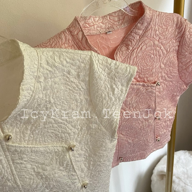 เสื้อไตแขนเลยผ้าแจ็คการ์ดลายกุหลาบ - รูปที่ 6