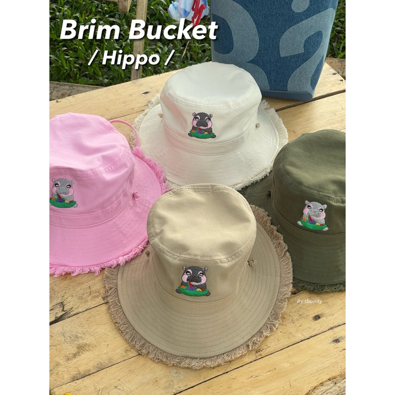 Hippo - หมวกบัคเก็ต ชายรุ่ย หมวกปักฮิปโปแคระ สีสวย ปักแน่น