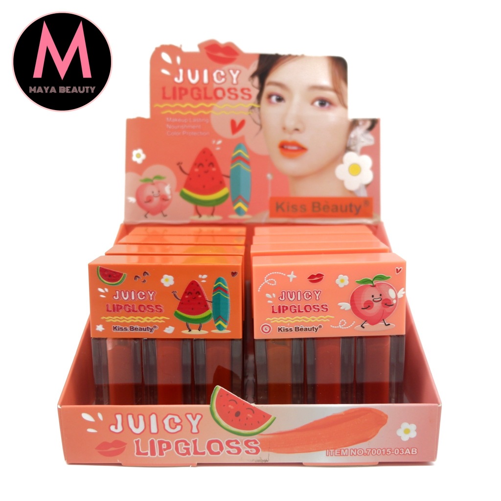 {24แท่ง} Kiss Beauty Juicy Long-Lasting LipGloss ลิควิดลิปกลอส เนื้อแมทต์ สีชัดเข้ม ติดทนนาน