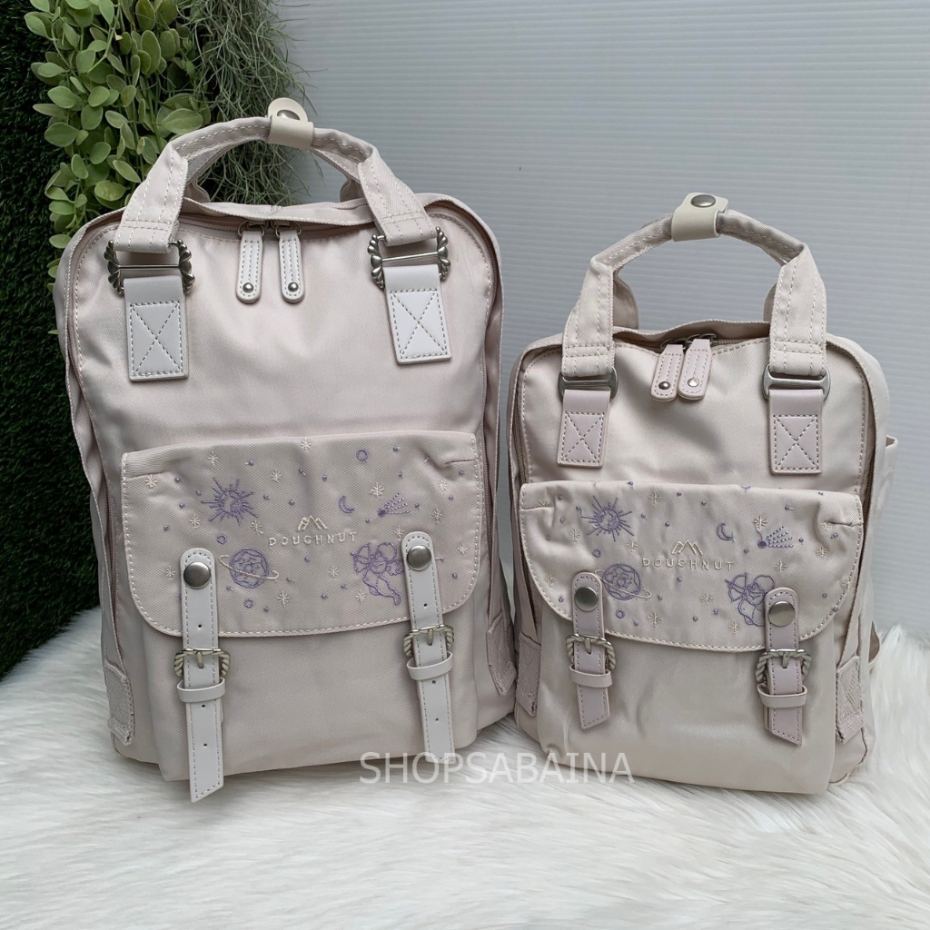 Doughnut Macaroon Galaxy Series Backpack กระเป๋าเป้สะพายหลังโดนัท ลายกาแล็กซี่ (แถมพวงกุญแจ)