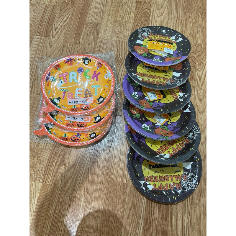 จานกระดาษใช้แล้วทิ้งลาย Halloween สีส้ม 4 ชิ้นน่ารักมากพร้อมส่งจ้า