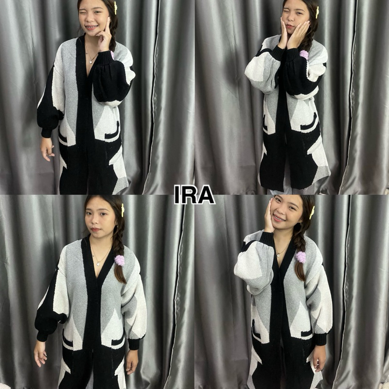 BY IRAชุดเสื้อคลุมไหมพรม แต่งลายมีกระเป๋า