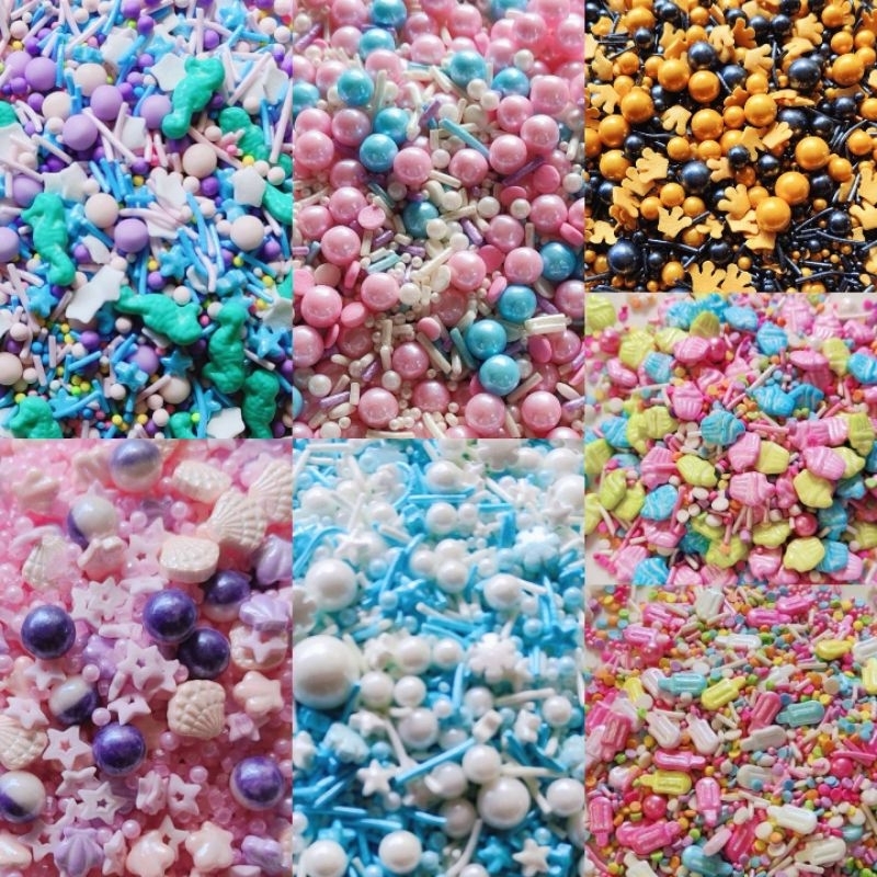 Sprinkle Sugar น้ำตาลเม็ดตกแต่งเค้กแฟนซี  น้ำตาลสำหรับตกแต่งเค้ก คัพเค้ก เบเกอรี่ต่างๆ  น้ำตาลโรยหน้าเค้ก 25./50g.