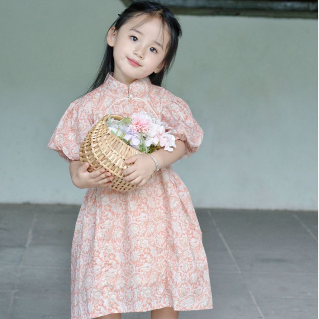 Hania kids💕พร้อมส่ง💕ชุดเดรสเจ้าหญิง ชุดกระโปรง ลายดอกไม้ สไตล์ตะวันตก สําหรับเด็กผู้หญิง-K3124780