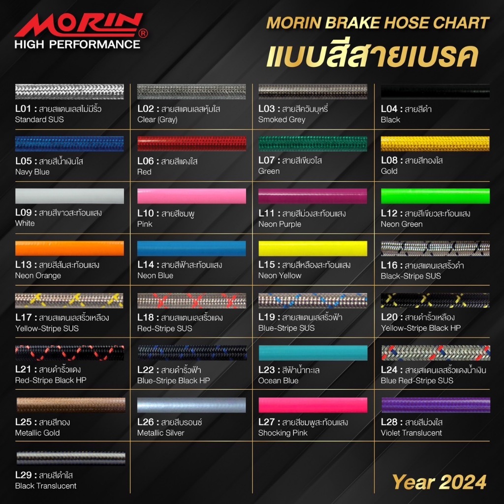 MORIN สายเบรคถัก หัว ABS+เบนโจงอ รุ่น หัวสามสี อลูมิเนียม แท้ 100%  (Leewattana อะไหล่แต่งมอเตอร์ไซค์) - รูปที่ 2