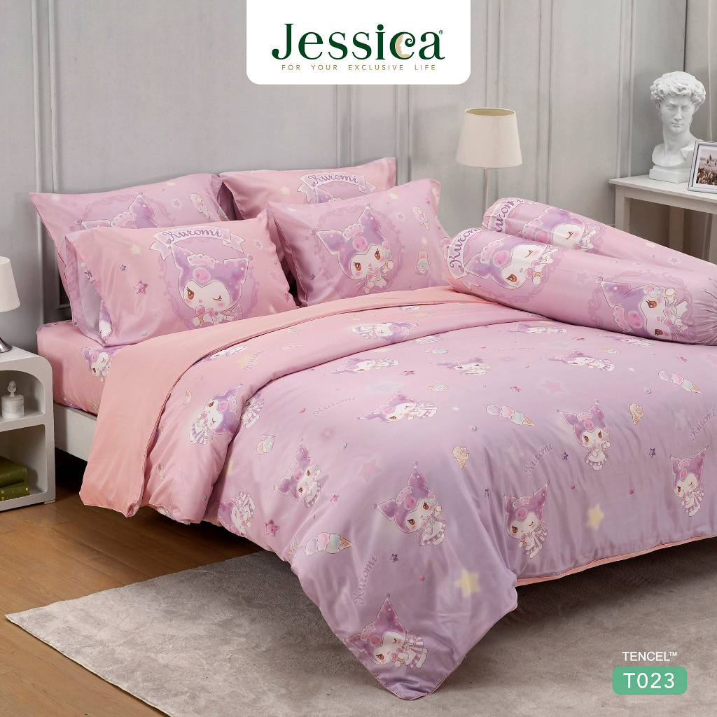 Jessica Tencel คุโรมิ T023 เจสสิก้า Kuromi ลิขสิทธิ์แท้ Sanrio ชุดเครื่องนอน ผ้าปูที่นอน ผ้านวม ผ้าห่ม
