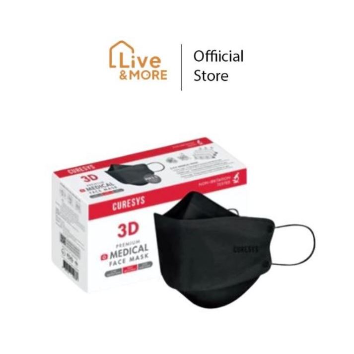 Curesys 3D Medical Mask เคียวร์ซิส หน้ากากอนามัยทางการแพทย์ ทรง 3D สีดำ 50ชิ้น/กล่อง