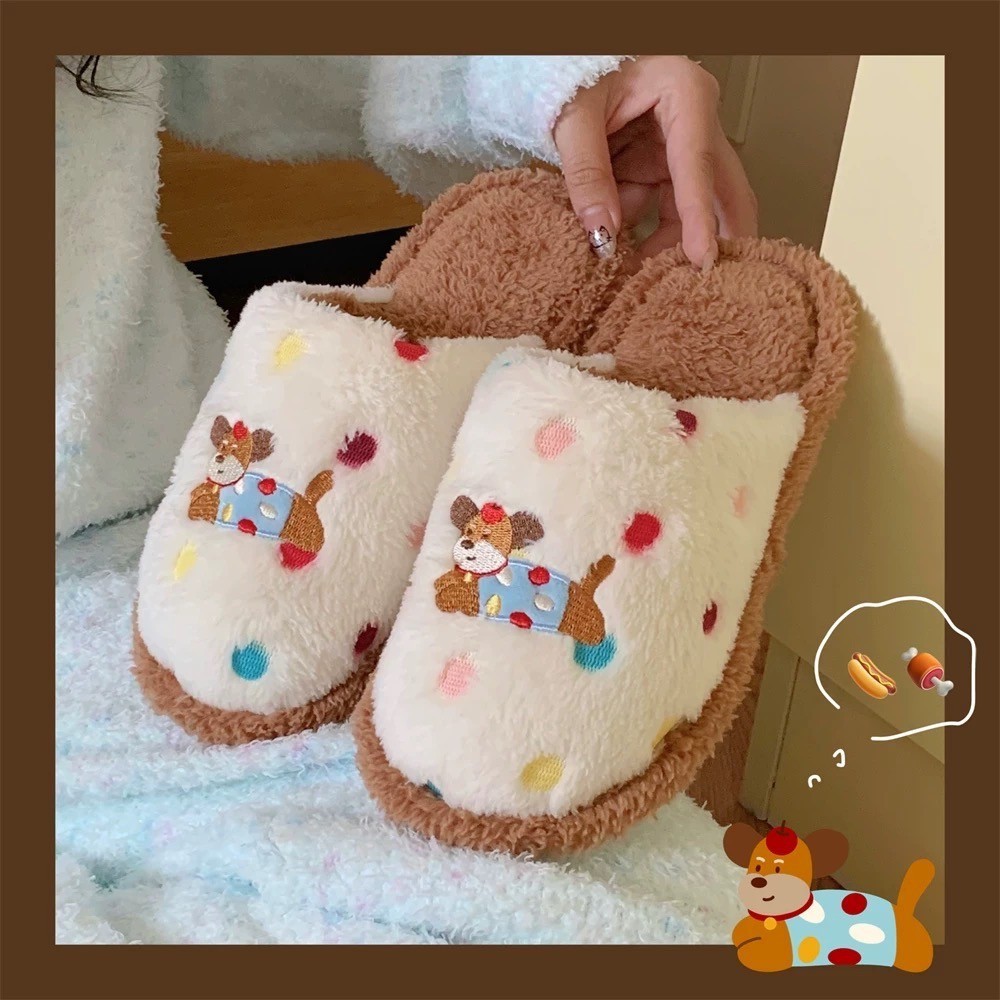 พร้อมส่ง🍬รองเท้าแตะขนนุ่ม Slippers สลิปเปอร์ขนนุ่ม ลายหมาลูกกวาด fluffy scandals รองเท้าแตะ รองเท้าใส่ในบ้าน 49068