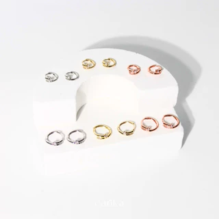 earika.earrings - gemmes pin hoop ต่างหูห่วงรูปเข็มหมุดก้านเงินแท้ชุบทองคำขาว/ทอง เหมาะสำหรับคนแพ้ง่าย
