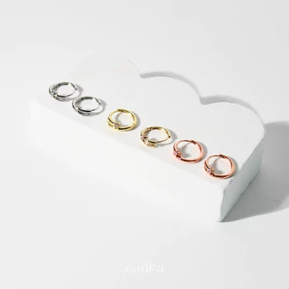 earika.earrings - gemmes pin hoop ต่างหูห่วงรูปเข็มหมุดก้านเงินแท้ชุบทองคำขาว/ทอง เหมาะสำหรับคนแพ้ง่าย