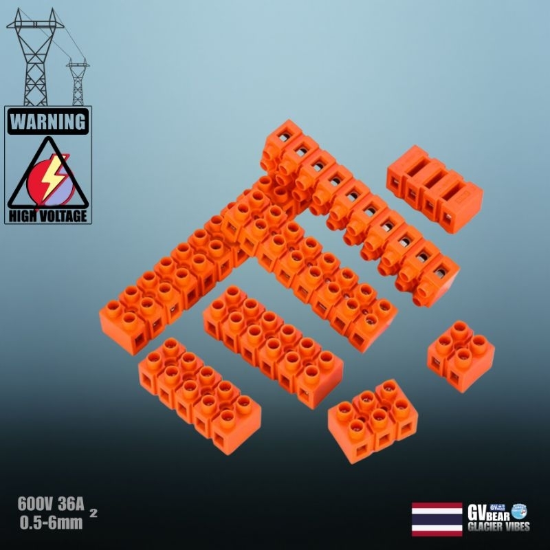 เทอร์มินอลบล๊อก600V36Aสายไฟฟ้า0.5-6mm 2p-6p