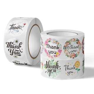 M018 สติกเกอร์ขอบคุณ Thank You Sticker 500 ดวง/ม้วน ขนาด 2.5 ซม. พร้อมส่งจากไทย