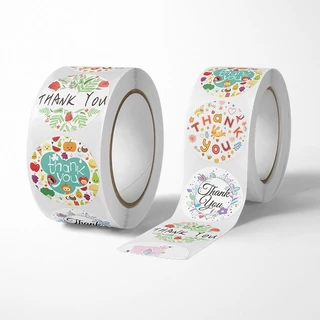 M018 สติกเกอร์ขอบคุณ Thank You Sticker 500 ดวง/ม้วน ขนาด 2.5 ซม. พร้อมส่งจากไทย