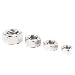 น็อตตัวเมีย หกเหลี่ยม สแตนเลส เกลียวมิล หยาบ DIN934 Stainless Steel Hexagon Nut.