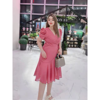🔥Best Seller🔥ชุดออกงานเดรสสั้นกิโมโนผ้าชีฟองแขนเจ้าหญิงสีพื้น No.259 #Maisie Shop