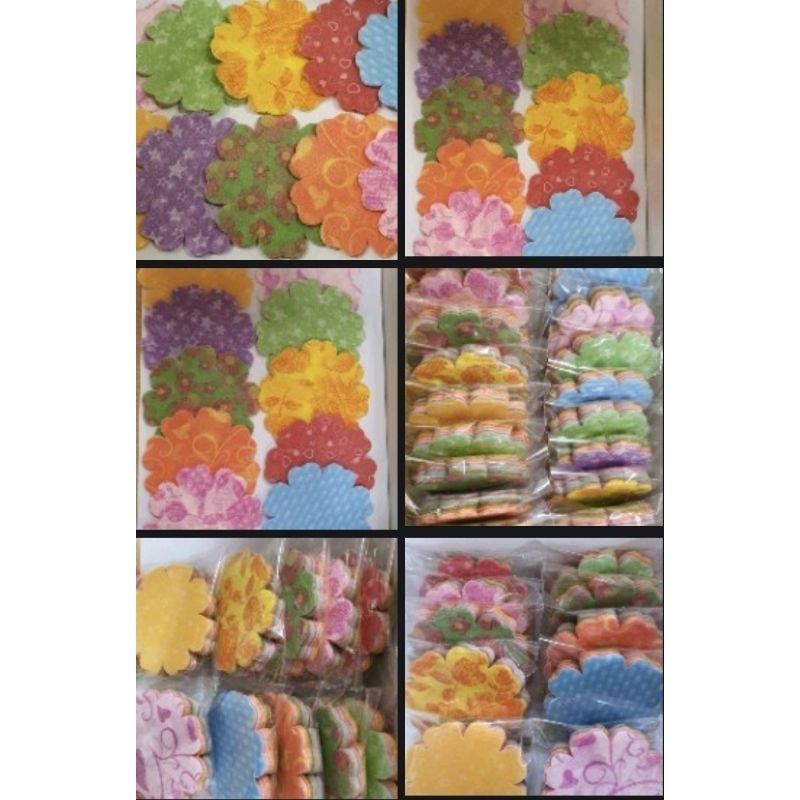 กระดาษสาห่อเหรียญ1ห่อ100แผ่นคละ10ลายพร้อมหนังยางให้ในห่อขนาด9.7เซนต์ห่อได้33ดอก1ดอกใช้3แผ่นขอบกระดาษหัวใจพิมพ์ลาย