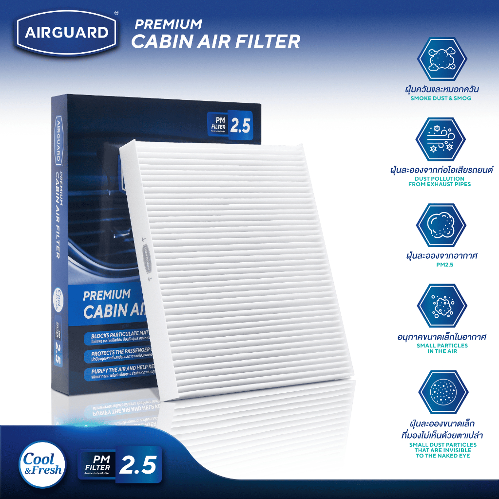 [PM2.5] AIRGUARD กรองแอร์ GWM ORA GOOD CAT / HAVAL H6 / JOLION / TANK 300 / TANK 500 (เลือกตามรุ่นรถ)