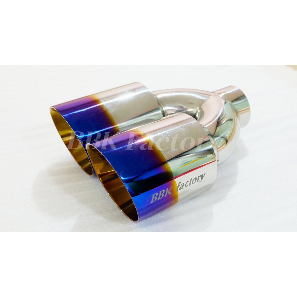 ปลายท่อไอเสีย ปลายปากฉลามคู่ ปากหนา เนื้อเงา ไดร์สี ขนาดปาก 3 นิ้ว / 3.5 นิ้ว / 4 นิ้ว [BBK Factory]