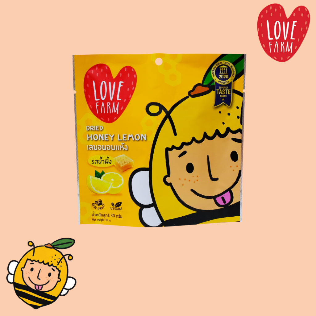 เลิฟฟาร์ม (LOVEFARM) - เลมอนอบแห้ง รสน้ำผึ้ง 30 กรัม ผลไม้อบแห้ง