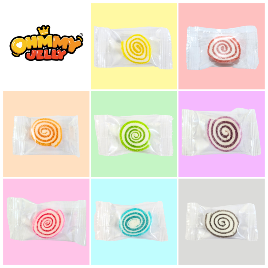 OhmmyJelly 2 บ. l เยลลี่แพ็คชิ้น โรล รักกันๆ โอมมี่เยลลี่ กัมมี่เยลลี่ [คละรสผลไม้] นุ่มอร่อย Halal