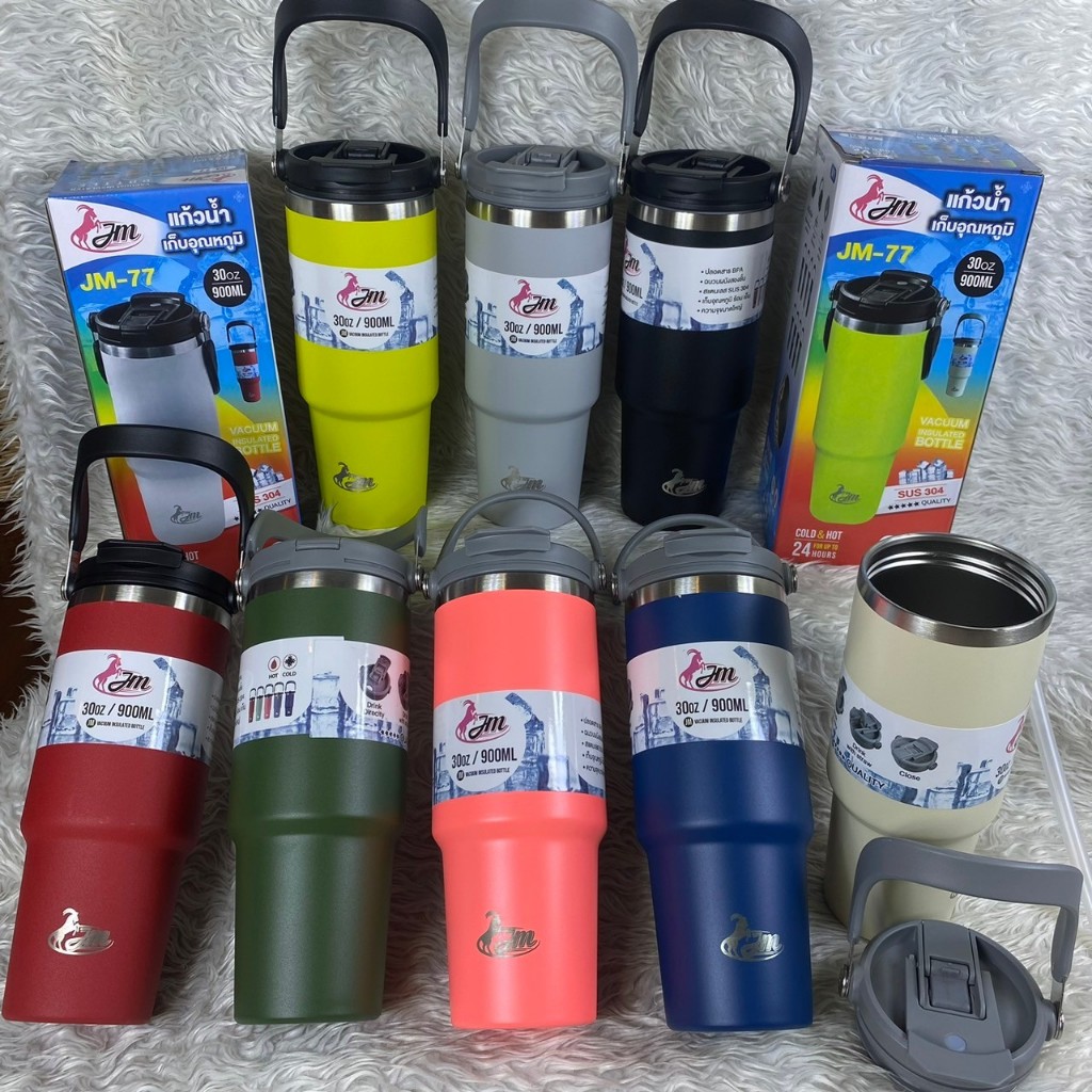 แก้วน้ำเก็บอุณหภูมิ รุ่น JM-77 ความจุ 900 ML สแตนเลส 304 คุณภาพดี ร้อน หรือ เย็น