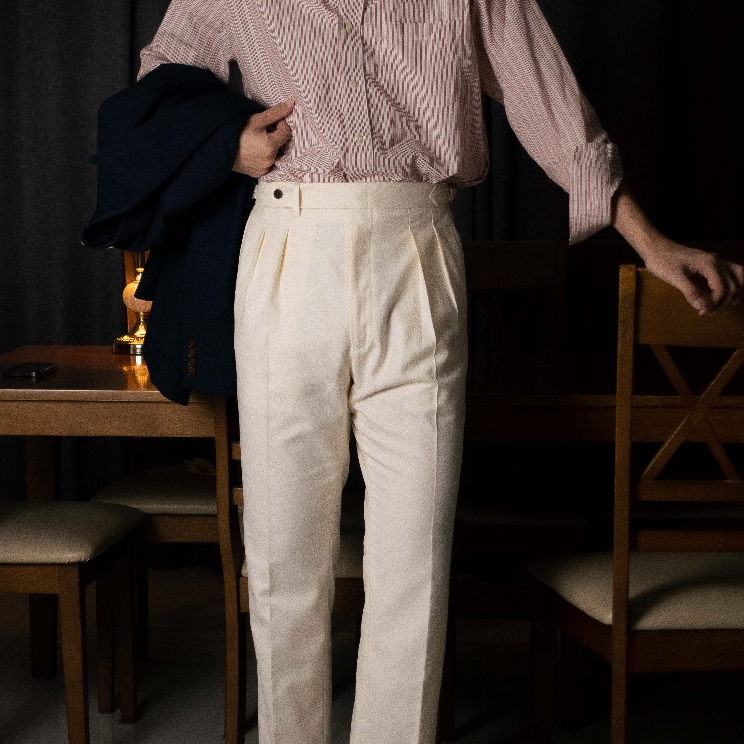 [T7TR-IVORY] กางเกงขายาวเอวสูง Classic High Waist Trousers "IVORY"