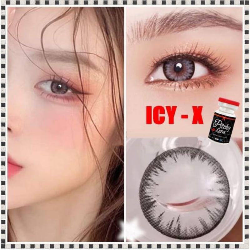 Icy X gray icy x brown แฟชั่นและค่าสายตา 00-10.00 (Shimmer Chimmer) คอนแทคเลนส์ ลายขายดีสุดฮิต พร้อมส่ง
