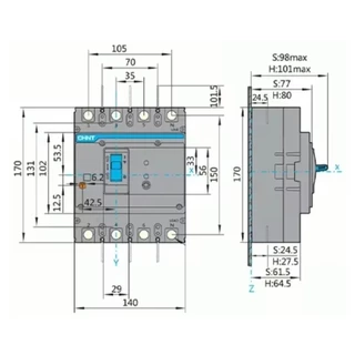 CHINT เบรกเกอร์กันดูด NXMLE-125S 4300A 10A - 125A 100mA - 500mA 4P 25kA RCCB เบรกเกอร์ป้องกันไฟรั่ว