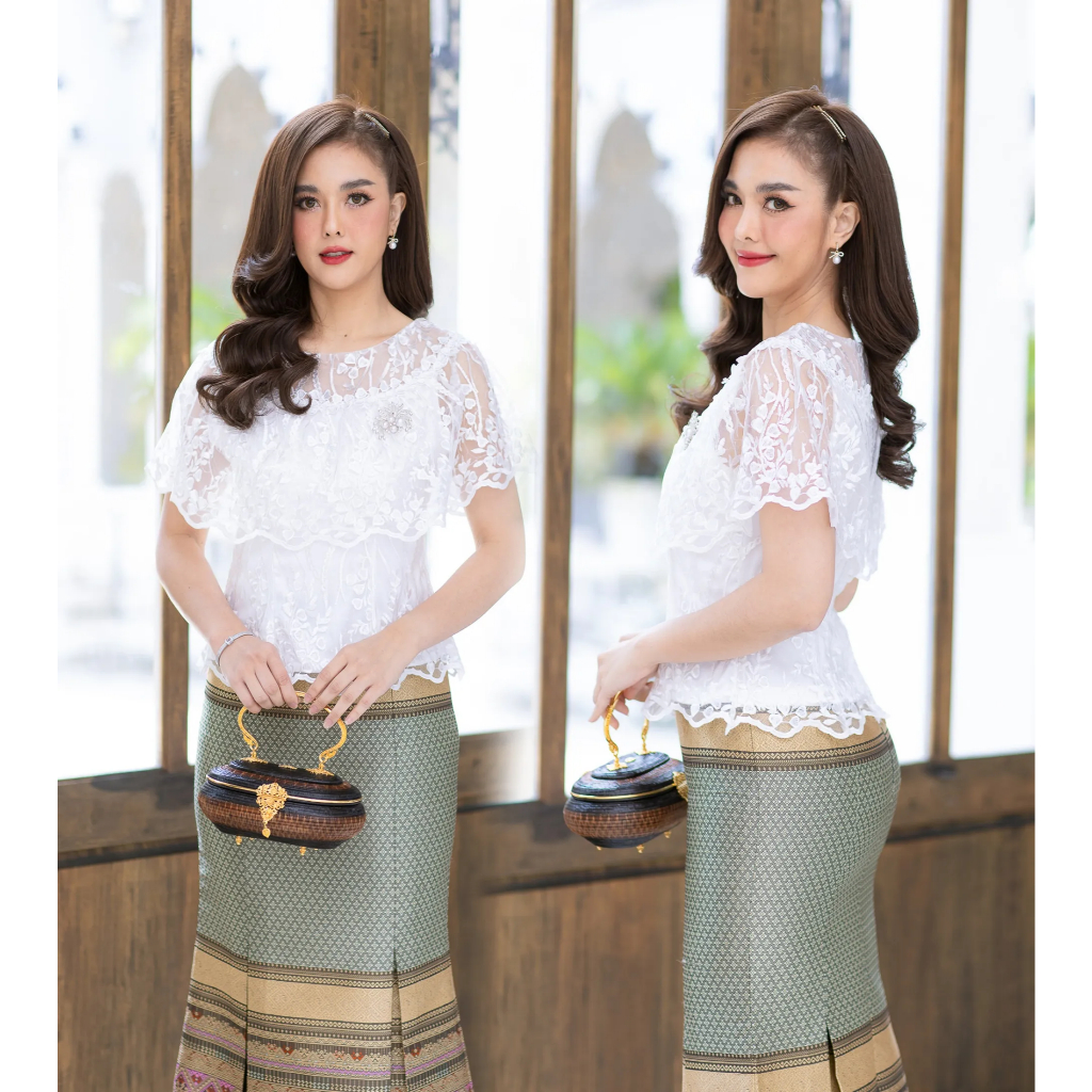 CHANIDA เสื้อลูกไม้บุหงา ทรงลูกไม้ระบายรอบตัว แพทเทรินนี้ สวย เก๋ มากค่ะ งานสวย ตรงปก (รหัสสินค้า 8343)