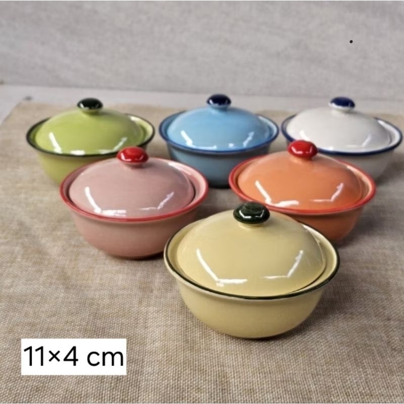 ถ้วยฝาปิดเซรามิค สีสังกะสี ขนาดเล็ก ถ้วยขนมหวาน - รูปที่ 2