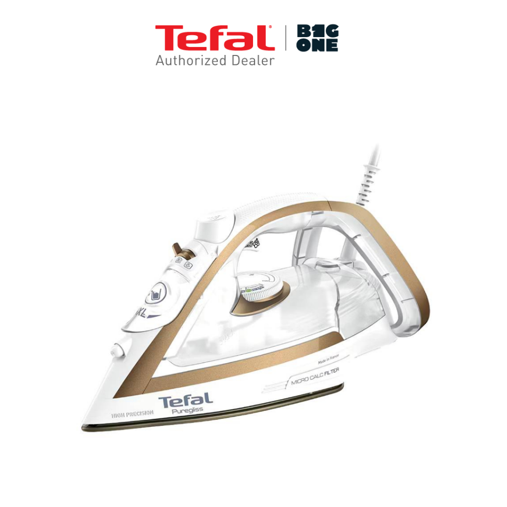 Tefal Puregliss เตารีดไอน้ำ (2900 วัตต์, สีขาว) รุ่น FV8042 รับประกันศูนย์ 2 ปี
