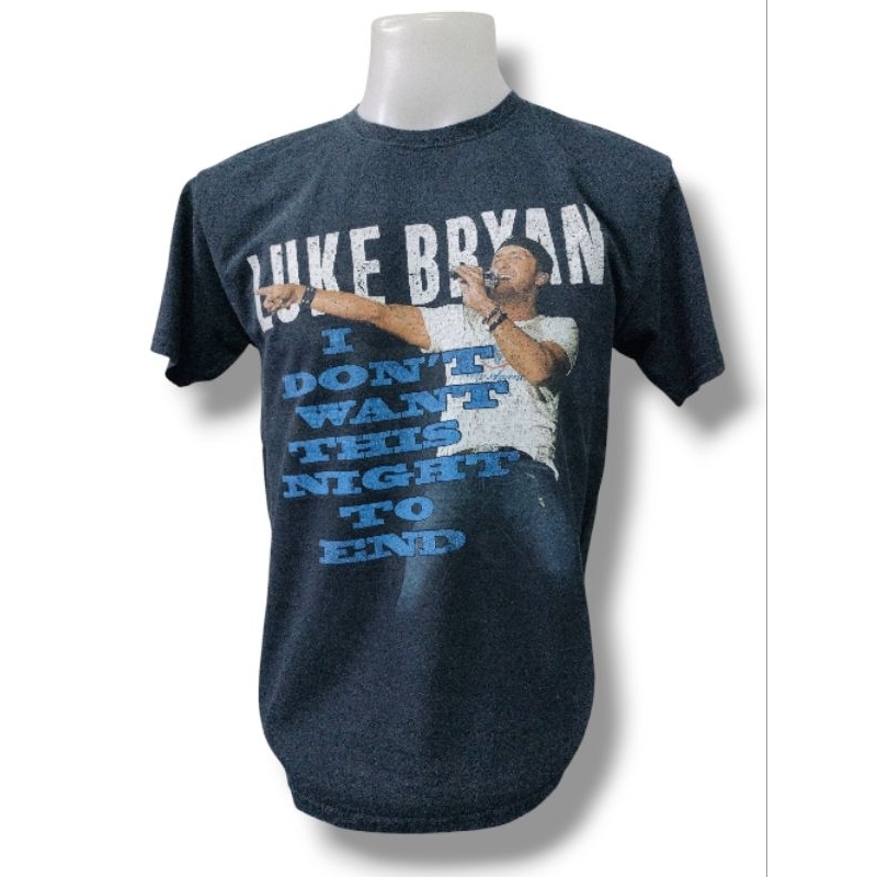 เสื้อยืดทัวร์คอกลมแขนสั้นแบรนด์ Hanes LUKE BRYAN Size M รอบอก39"ยาว27" มือ2