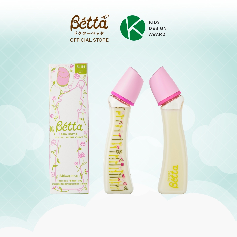 Dr.Betta Brain Bottle SF4 Flower 240ml PPSU ขวดนมคอมาตรฐาน บรรจุพร้อมจุกนม Brain Cross Cut (รูจุกกากบาท แบบไม่ดูดไม่ไหล)