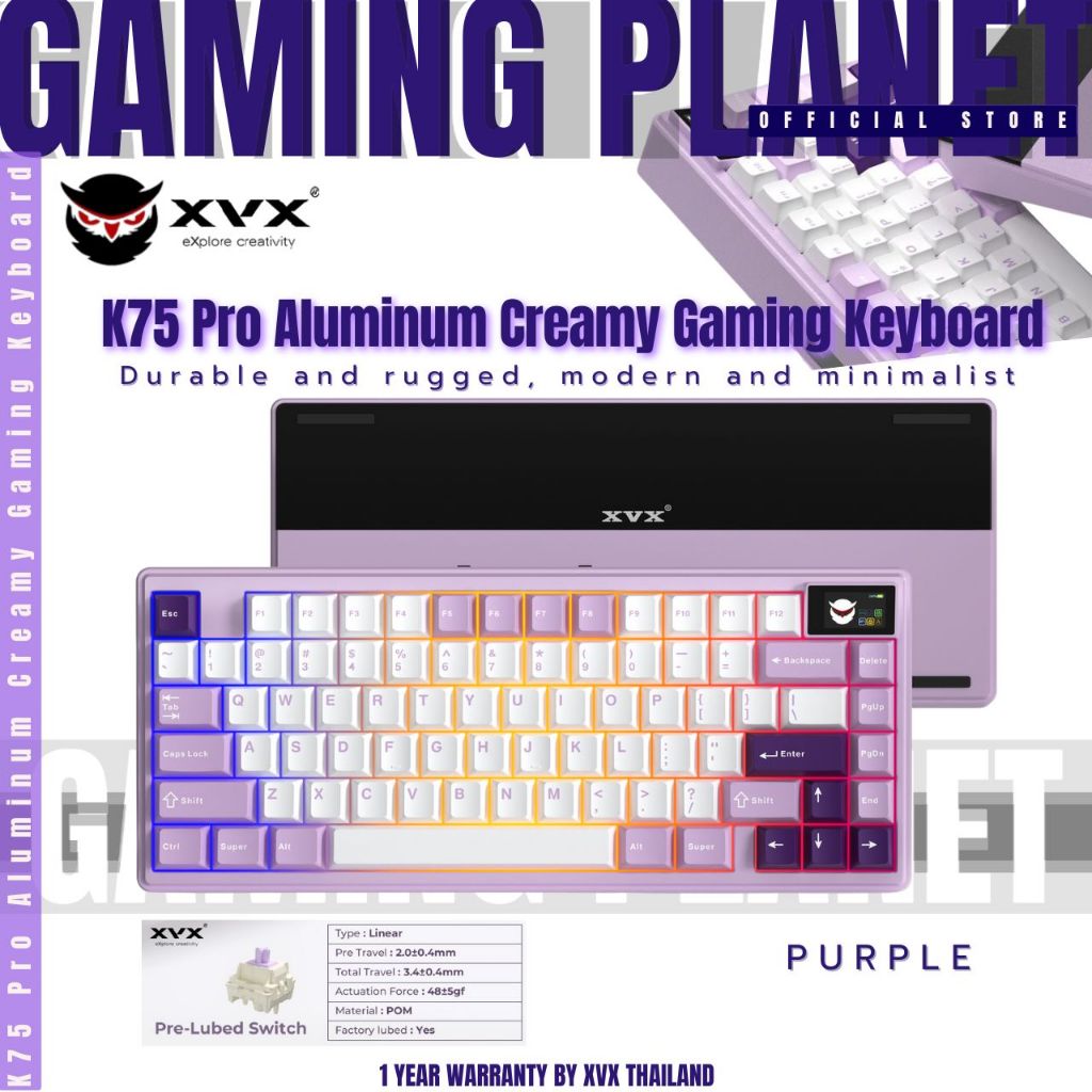 XVX K75 Pro คีย์บอร์ดไร้สายวัสดุ Aluminum คีย์แคป PCB สวิตซ์แบบ Hot Swap Flex Cuts PCB