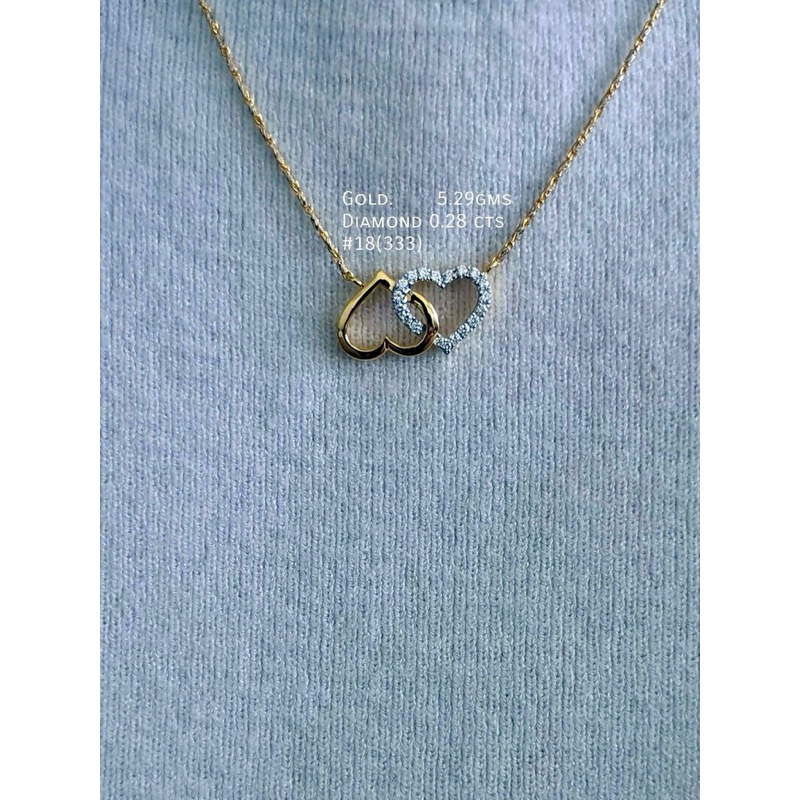 จี้ทอง 18k(750) ❤️ + สร้อยคอ 18” น้ำหนัก 5.29 กรัม เพชรแท้ 0.28 กะรัต