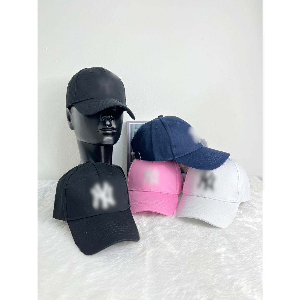 หมวกแก๊ป งานปักแน่นๆny ผ้าสีพื้น 5สี สวยทุกสี สามารถปรับระดับตามรอบศีรษะได้ พร้อมส่ง มีปลายทาง