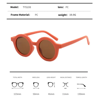 แว่นตาเด็ก แว่นตาเด็กแฟชั่น ทรงกลม สีพื้น มีหลายสีให้เลือก กันแดด #60004
