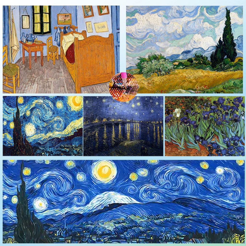 Diamond Painting 5D DIY Van Gogh ศิลปะ แวนโก๊ะ ครอสติสคริสตัล 5 มิติ ภาพติดเพชร WxH 80x30/40x30 cm