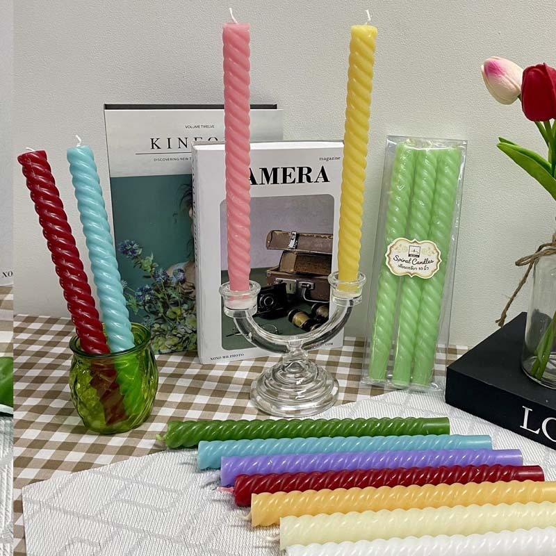 TheBestDIY เทียนเกลียว ปลายตัด ไม่มีกลิ่น ขนาด10นิ้ว 3ชิ้น/แพ็ค Unscented Spiral Candle 3 pcs/pack
