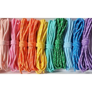 (#113)[2,5หลา] เชือกกลม polyester มีไส้ ลายขาว ขนาด 5มม.