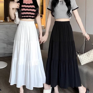 สินค้าพร้อมส่ง กระโปรงยาวผ้าไหมอิตาลีมีซับในเอวยางยืด A4356