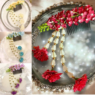 [พร้อมส่งทันที] หวีสับดอกไม้ **ฟรีเซีย อุบะทอง** ดอกไม้ติดผม นางรำ ชุดไทยเด็ก ลอยกระทง