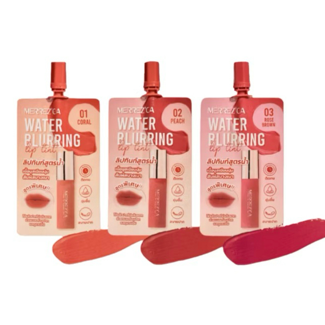 [ซื้อในไลฟ์ลด50%ของแท้] Merrez'ca water blurring lip tint เมอร์เรซกา วอเตอร์ เบลอลิ่ง ลิป ทินท์ 2ml.