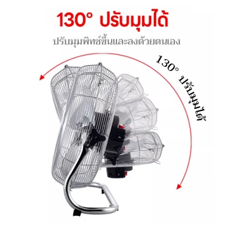 พัดลมอุตสาหกรรม 24/22/20/18/16 นิ้ว พัดลมตั้งพื้น ปรับความแรงได้ 3 ระดับ ใบพัดลมอลูมิเนียมหนา 3 ใบ