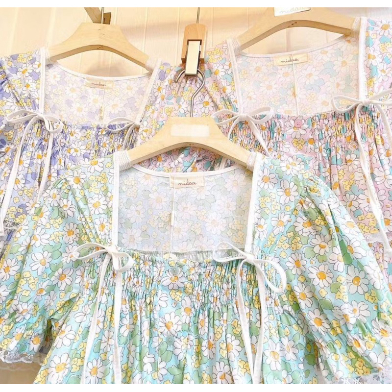 ป้าย NIDA👑🌈เสื้อคอเหลี่ยมแต่งระบายชั้น 💜